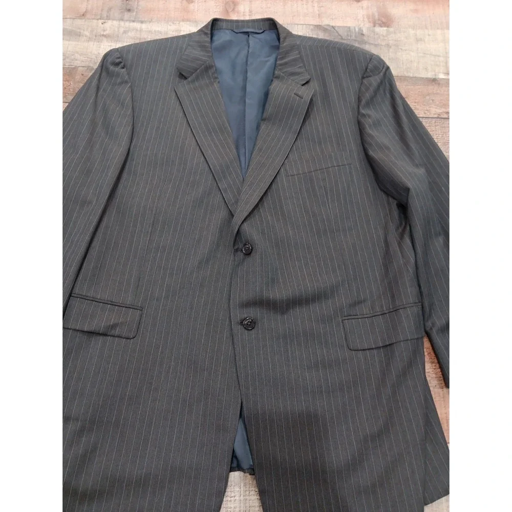 Loro Piana Hickey Freeman‎ Tasmania 120 Pinstripe Wool Blazer Brown 50L 2248